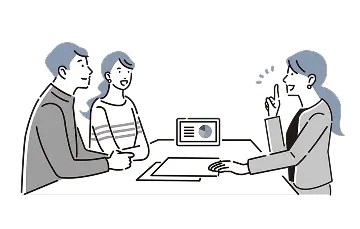 リフォームの担当者と打ち合わせするイラスト